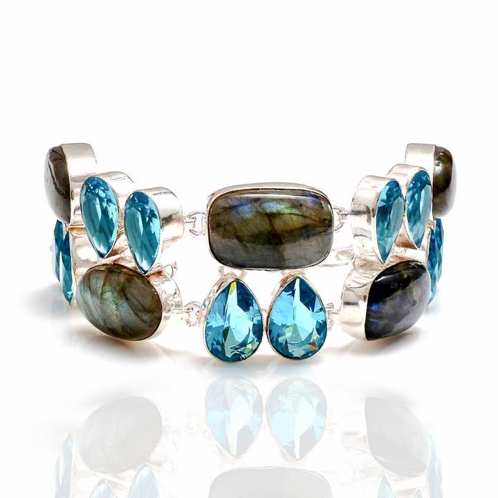 Labradorite Blue Topaz Bracelet B4189 for wholesale by SARAH DESIGNS JEWELRY