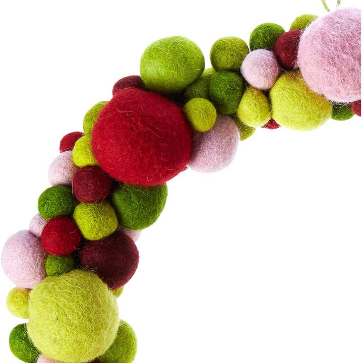 Arcadia Home - Wholesale Wreath - Handmade Felted Wool Christmas Wreath - Multicolor - 14"4