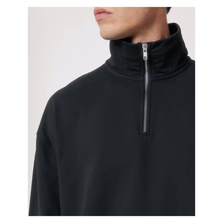 Camisola Trucker com Fecho de Colarinho Oversize Algodão Orgânico - Preto por atacado de BALOTTI