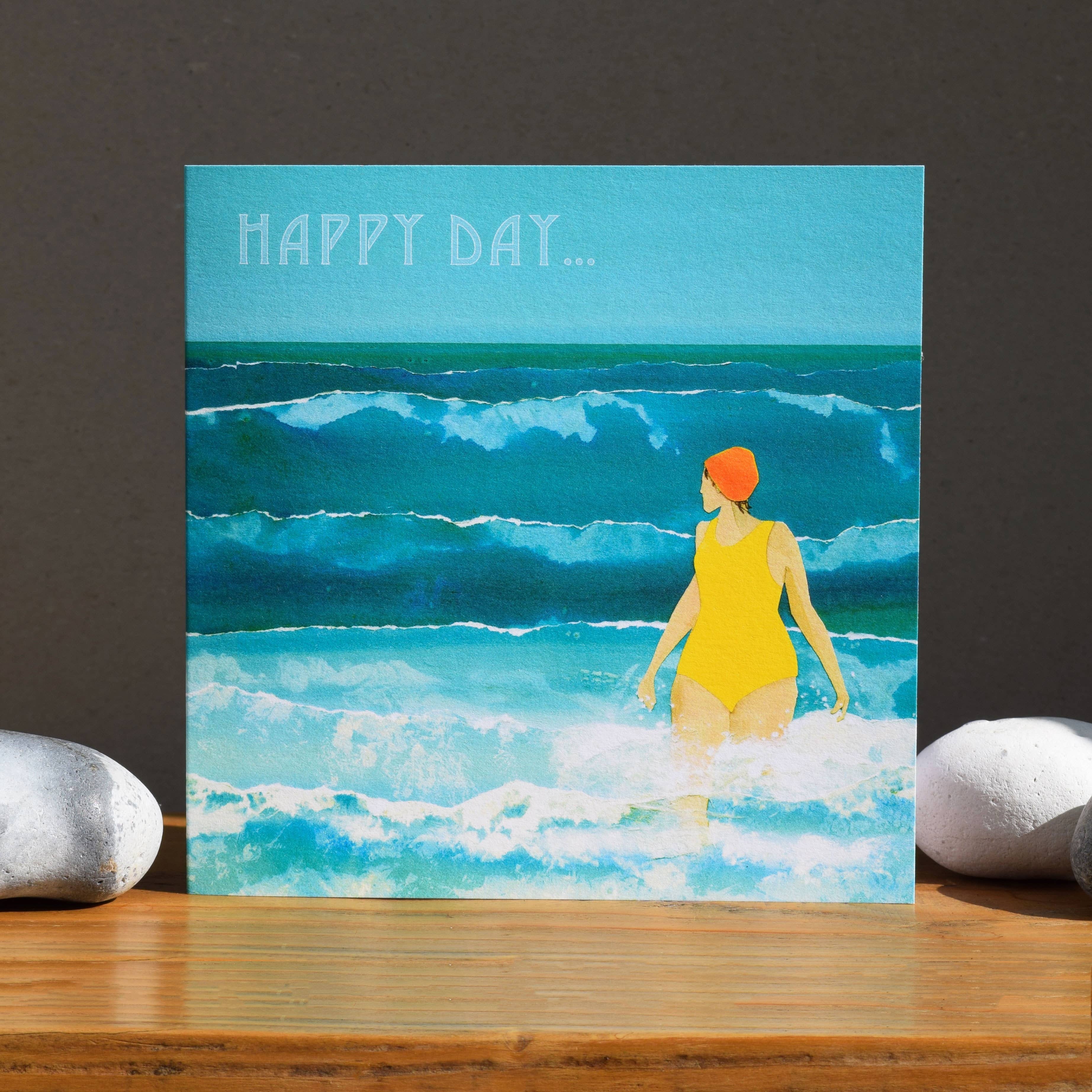 Windsock Press – wholesale Everyday greeting card – Sea Swimming Card 'Happy Day'1