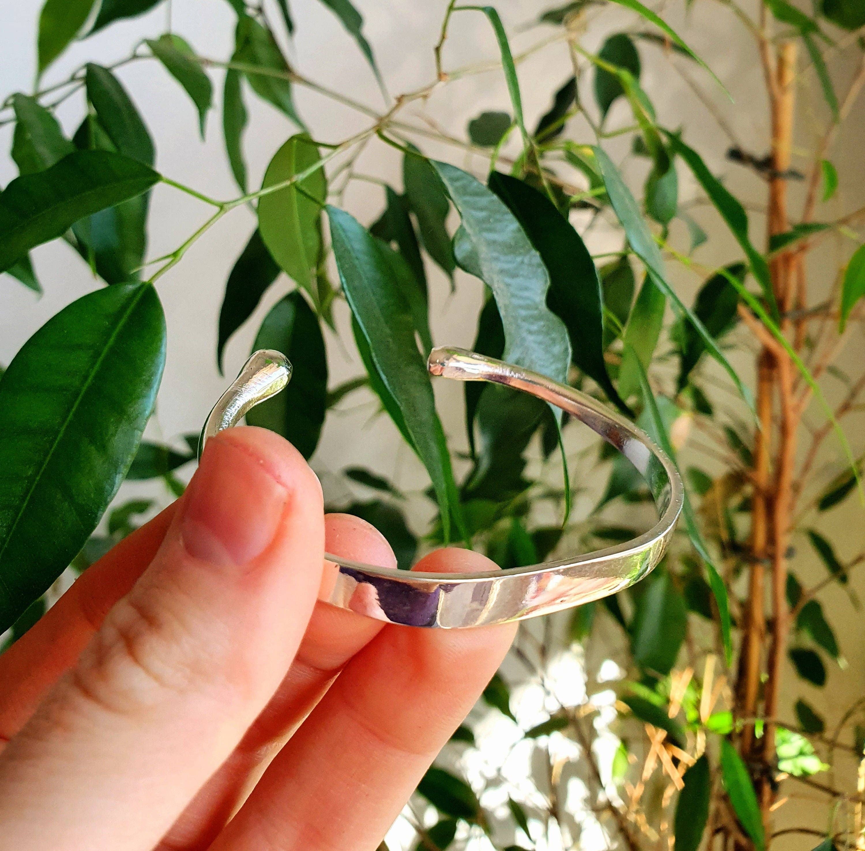 Kaali Boutique - Venta al por mayor Brazalete - Pulsera simple chapada en plata maciza / Brazalete / Boho / Étnico / Rústico / Bohemio / Hippie / Gitano / Joyería /6