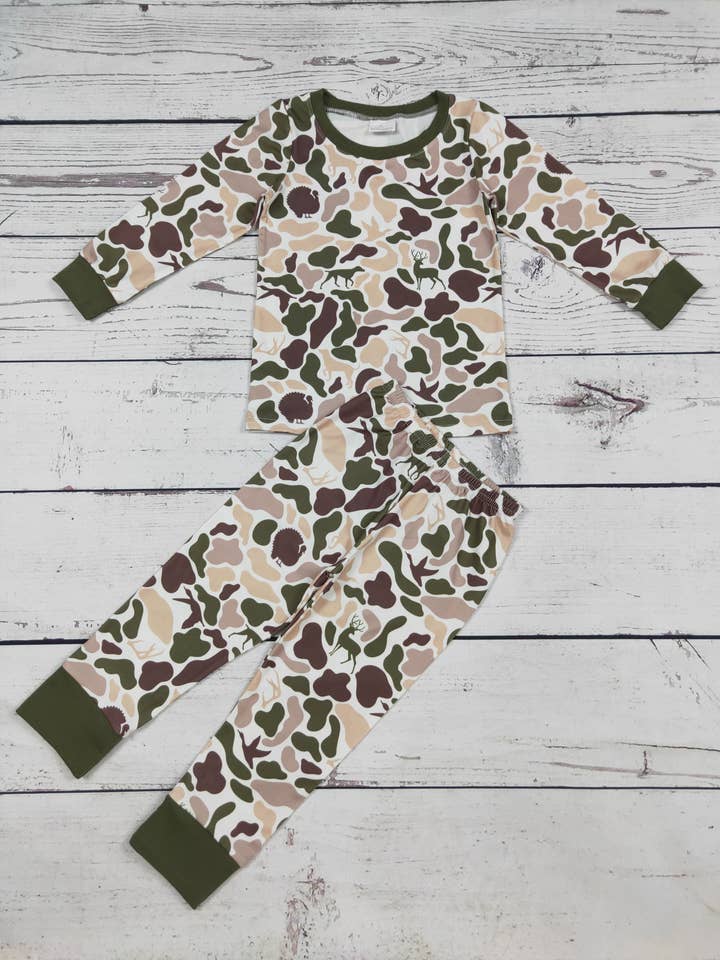 sassy kids palace - Wholesale Sleepwear Set - Kids - Baby Boys Hunting Camouflage Printed Pajamas set0
