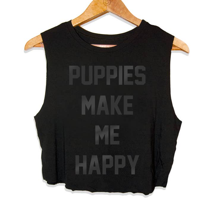 Title Tee Svart på Svart Folie | Crop Top för wholesale av Puppies Make Me Happy