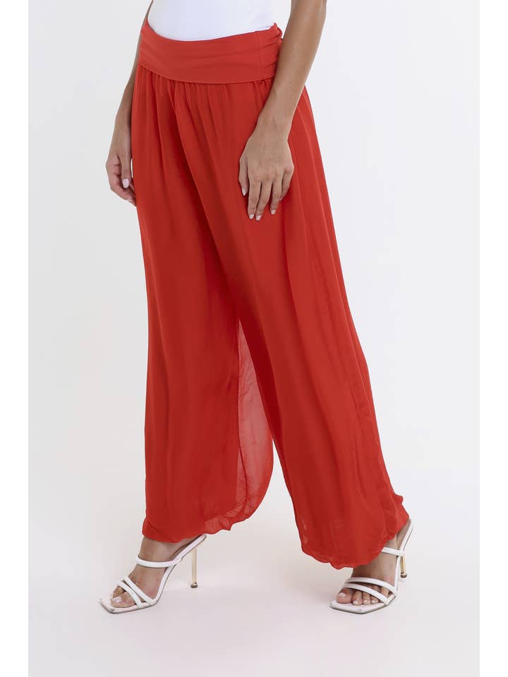 TINA Stephens Italy/Tees By Tina - Wholesale Pants - Women's - Mercedes Foldover Waist Silk Pant (PL203)