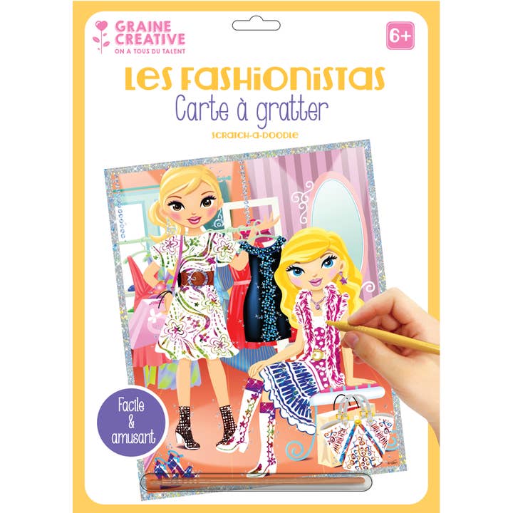 Graine Créative - Venta al por mayor Kit de manualidades - JUEGO DE 3 TARJETAS RASCA Y GANA CON DISEÑO DE MUÑECA