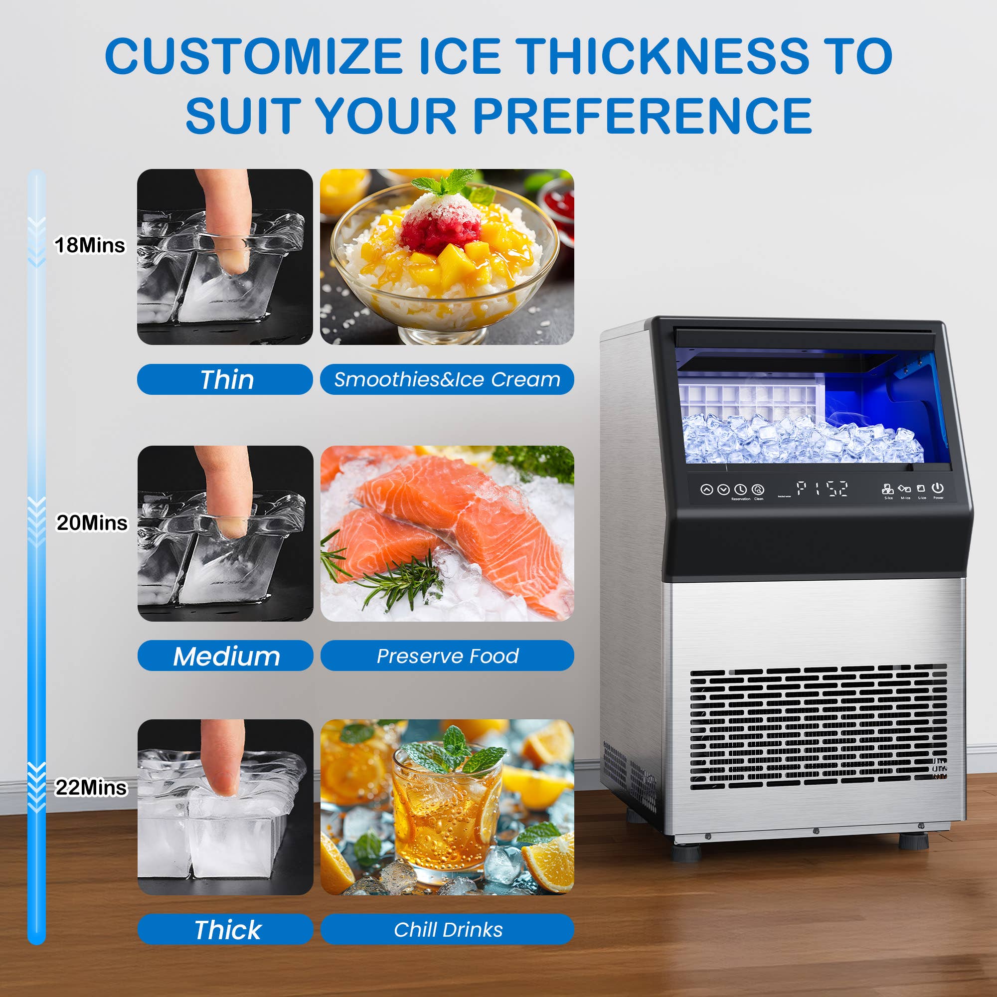 Heynemo - Wholesale Kitchen Appliance - Commercial Cube Ice Maker, Fast Ice Production in 8-15 Mins4