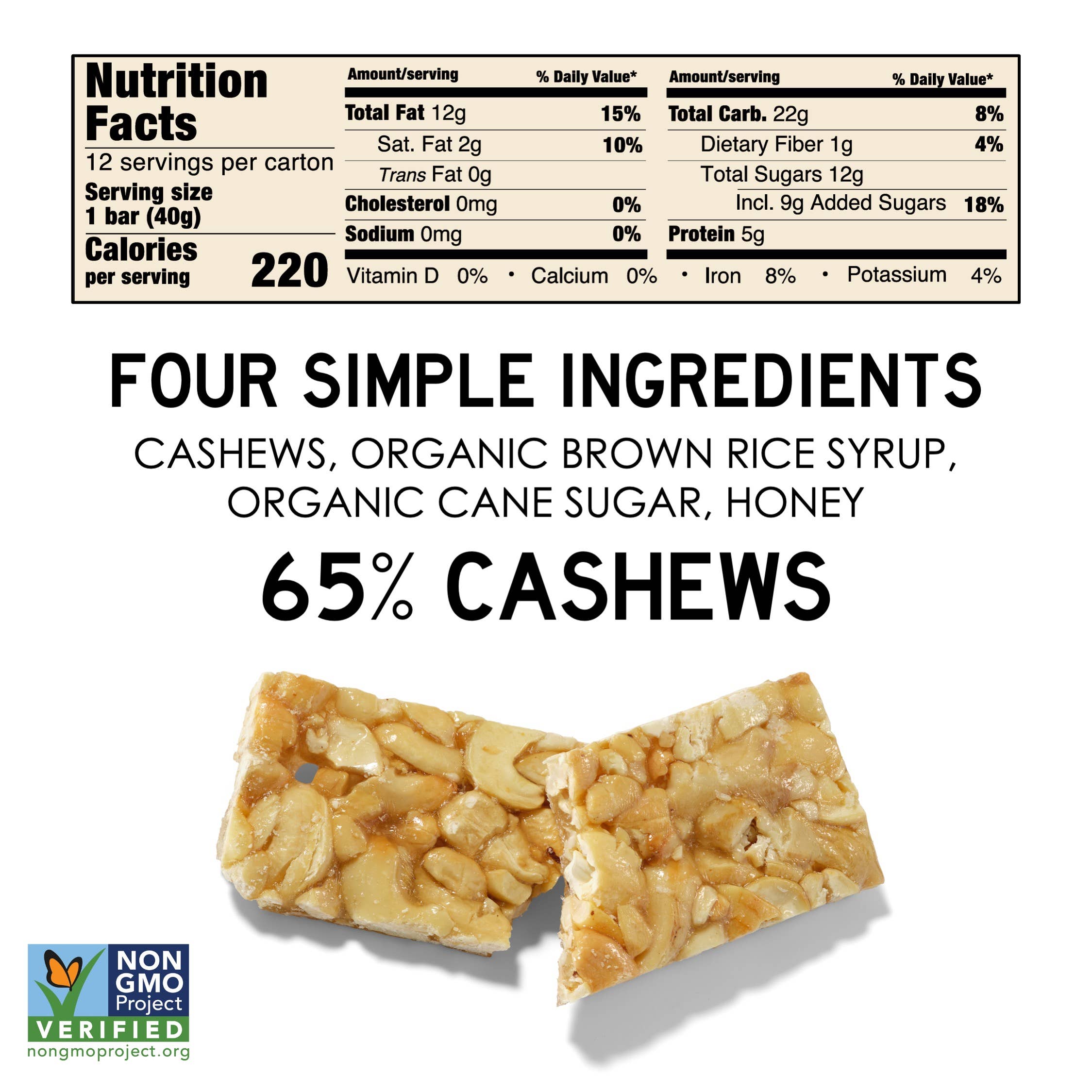 SOUTH FORTY SNACKS COMPANY - Wholesale Snack Bar - 12-Pack, Cashew Crunchy Nut Bar ($1.95 per unit)2