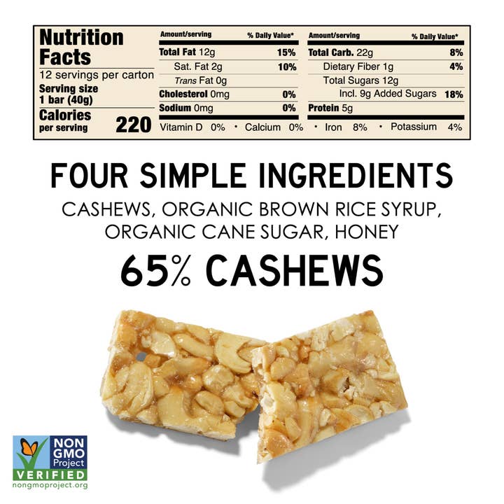 SOUTH FORTY SNACKS COMPANY - Wholesale Snack Bar - 12-Pack, Cashew Crunchy Nut Bar ($1.95 per unit)2