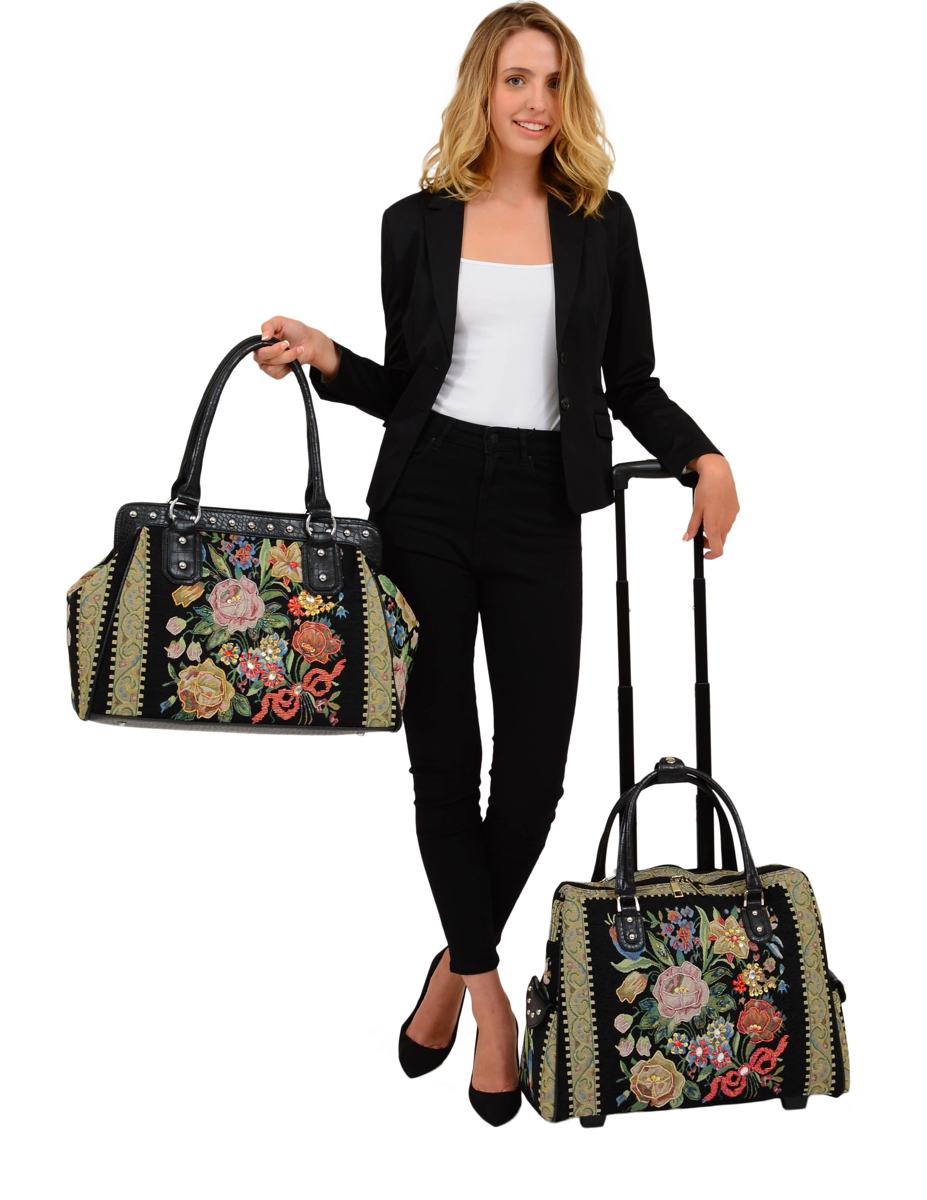 Mellow World - Wholesale Tote Bag - Women's - Flower Shop Vintage Tapestry Rolling Tote4
