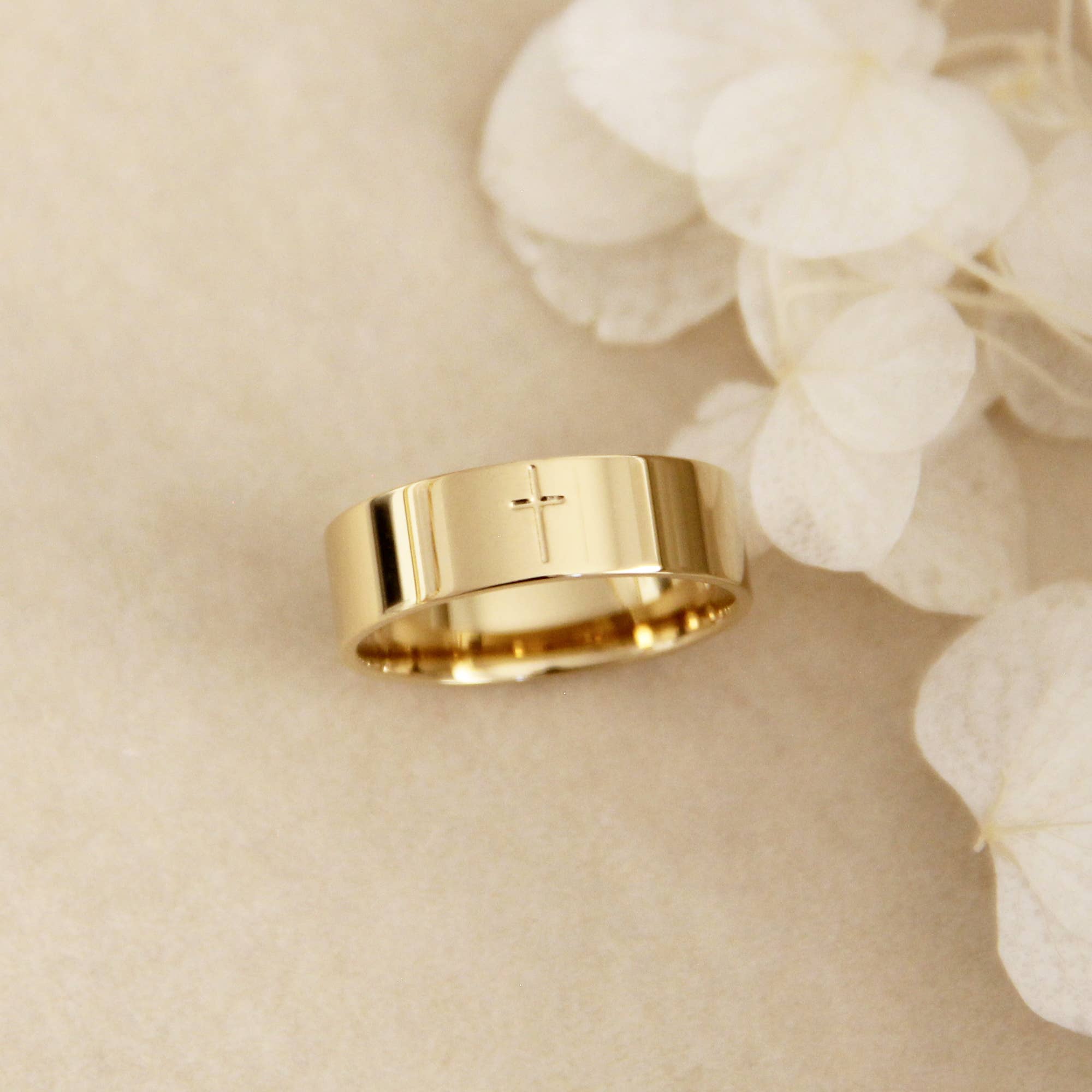 LoveStory Collection - Wholesale Band/Stacked Ring - Cross 6mm Band Ring, Wide Cross Ring, Christian Jewelry2