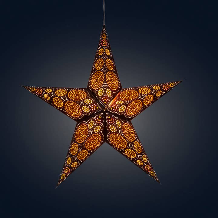 Kaleidoscope ~ 5 Pointer, 24" Black Paper Star Lantern Light for wholesale by Artschatz LLC