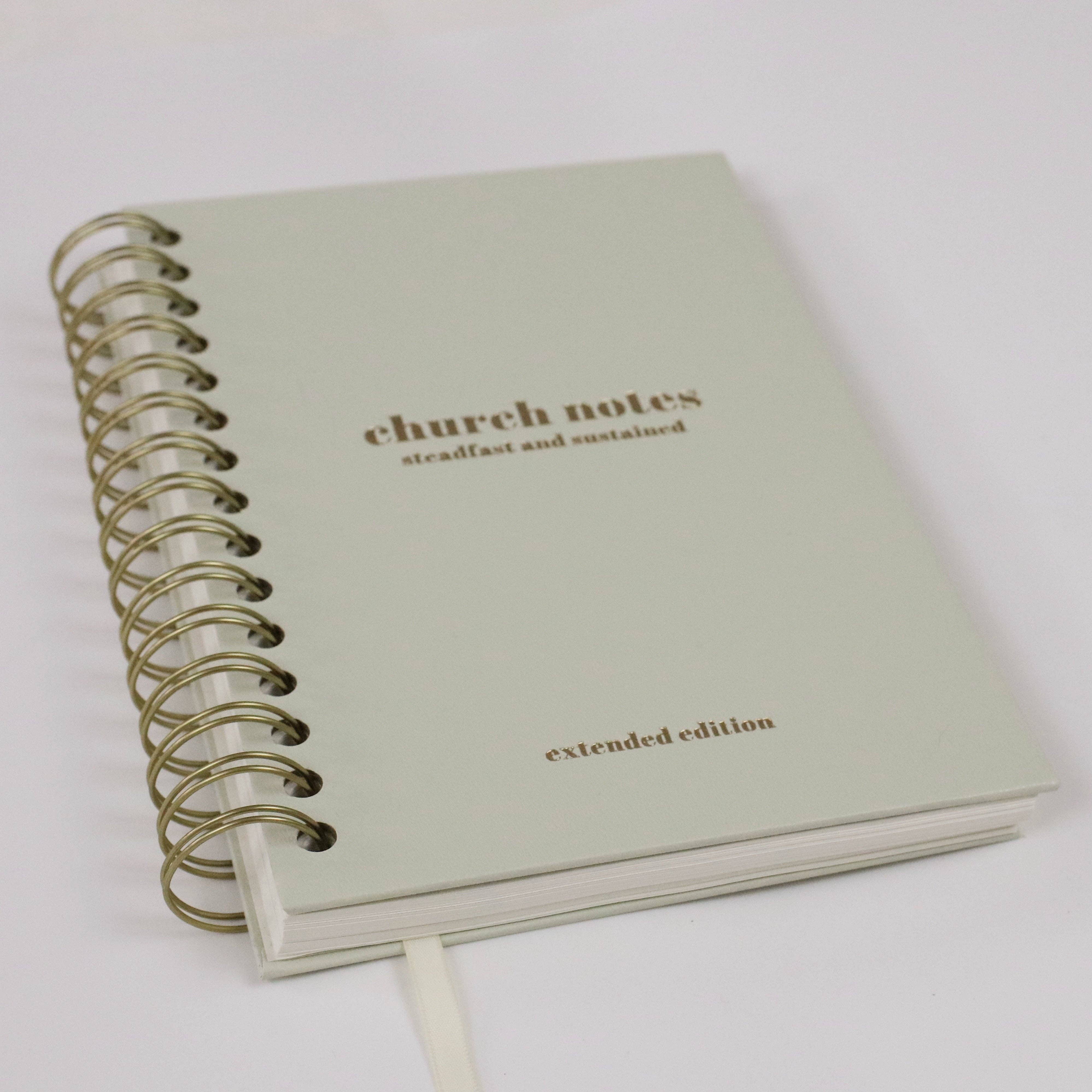 Steadfast and Sustained - Wholesale Journal/Diary - Church Notes Journal - Extended Edition - Spiral, Light Green Leatherette14