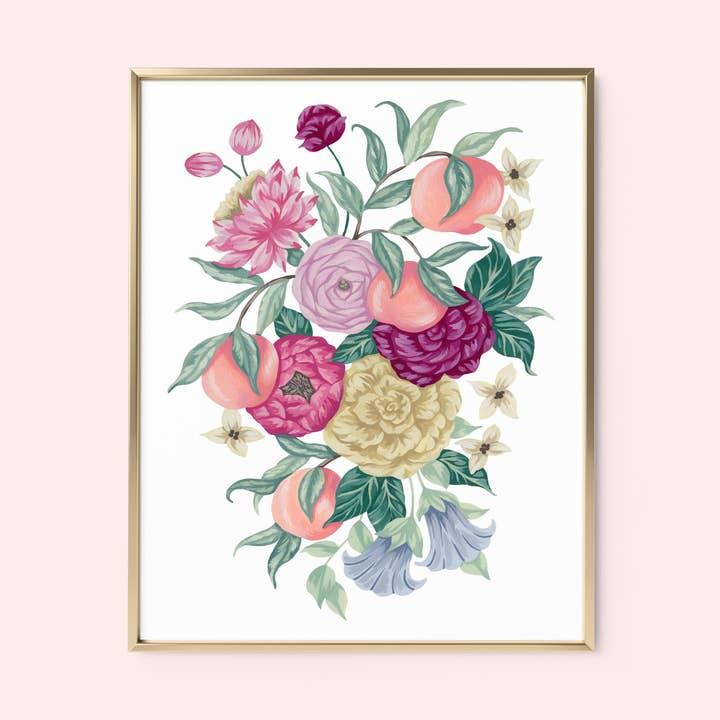 Peach Floral Art Print for wholesale by Mia Whittemore