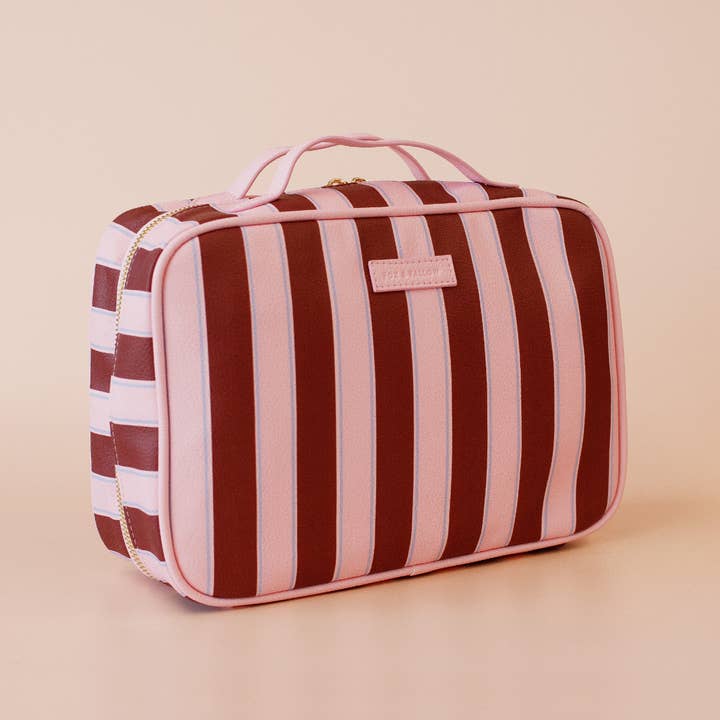 Fox & Fallow - Wholesale Make-up/cosmetic bag - Burgundy Stripe Cosmetic Bag1