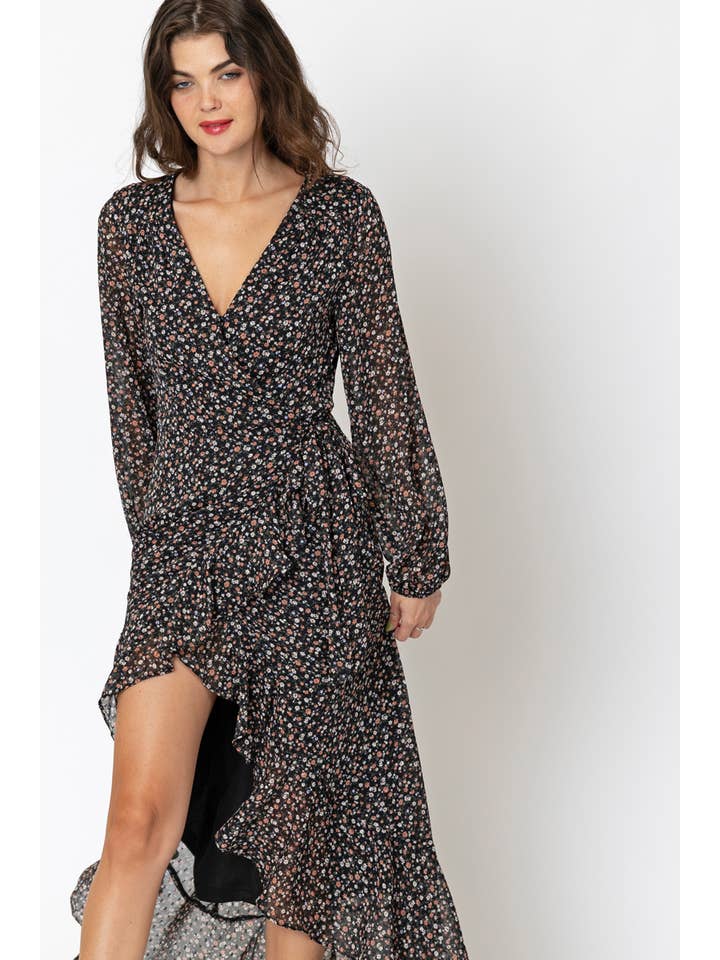 En Crème - Wholesale Dress - Women's - Floral Print Wrap Maxi Dress4