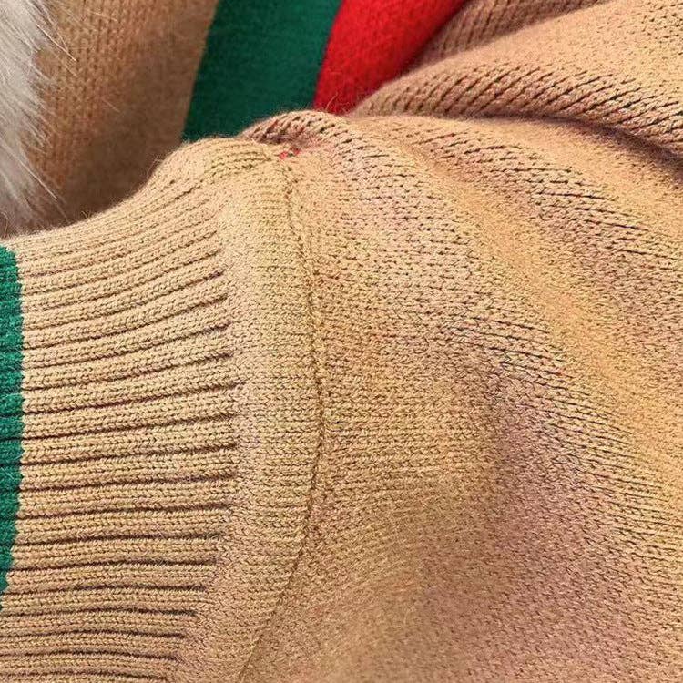 Ole - Wholesale Wrap - Women's - Striped Fur Collar Tassel Shawl S01847