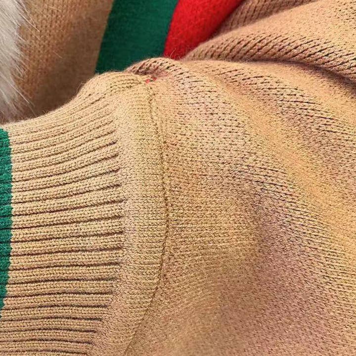 Ole - Wholesale Wrap - Women's - Striped Fur Collar Tassel Shawl S01847