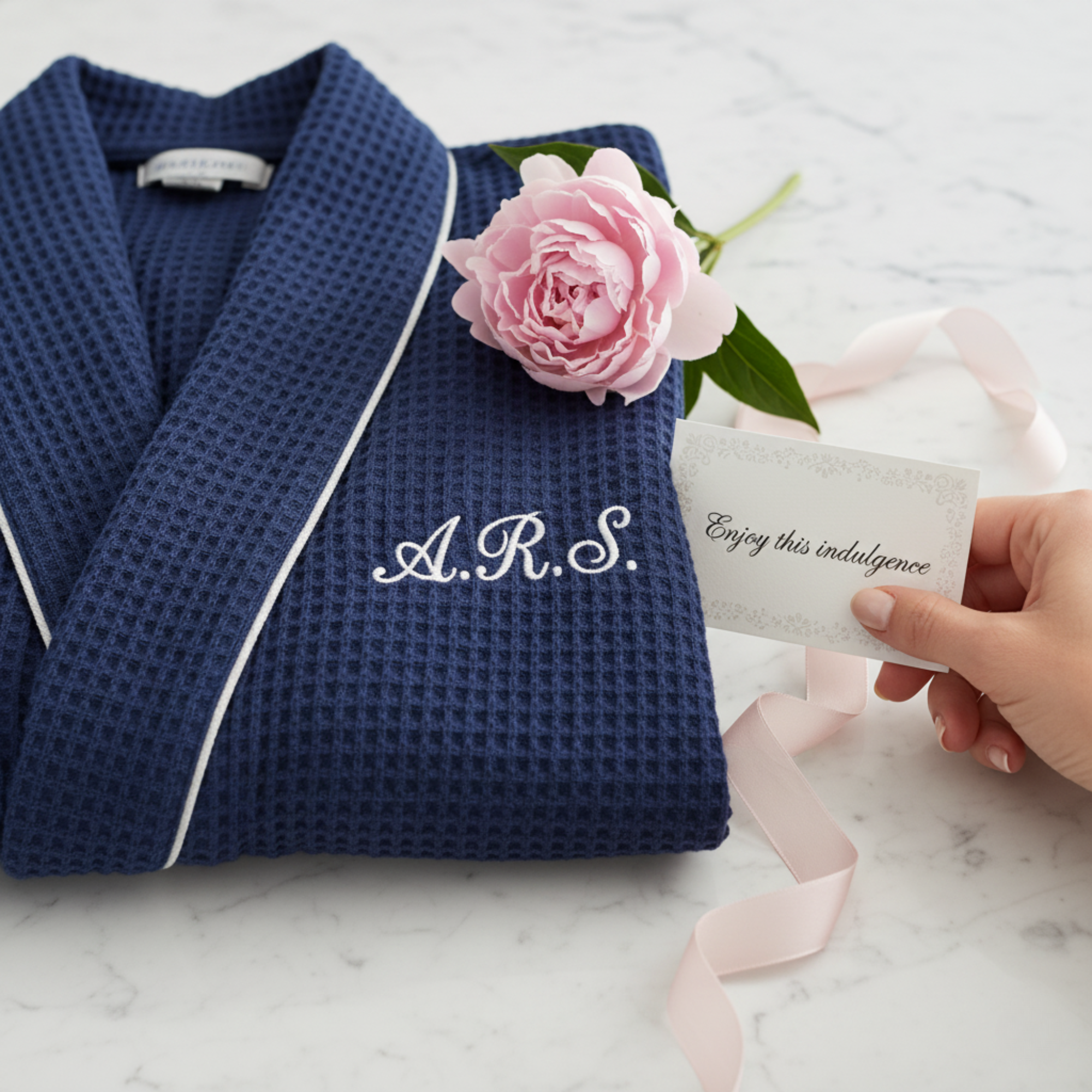 Lotus Linen – Engroshandel Morgenkåbe - Dame – Kvinders lette badekåbe med waffle-tekstur og kantbånd – spa-komfort15