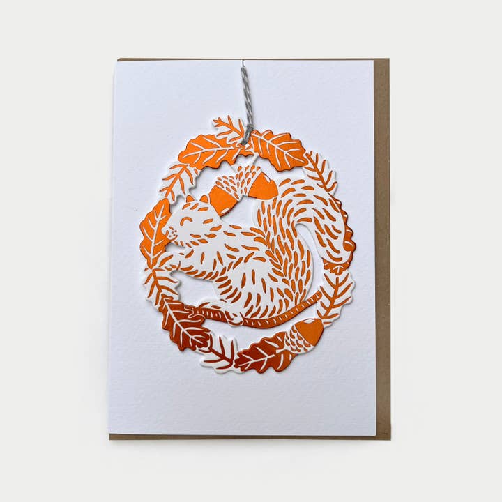 Greetings Card with Letterpress Foiled Decoration - Squirrel for wholesale by Folded Forest