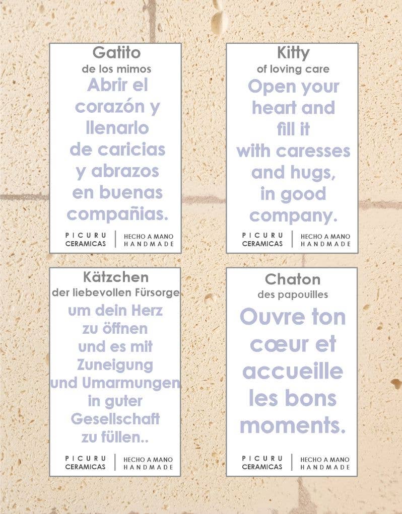 Picuru ceramicas – wholesale Dekorativ statyett – Kattunge amulett för mys (på 5 språk)4