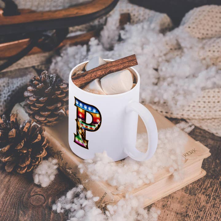 3dRose - Vendita all'ingrosso Tazza - 3dRose, Immagine Colorata Di Luci Al Neon Monogramma P, Tazza11