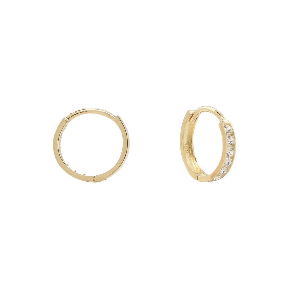 Ofina Jewelry - Wholesale Huggie Earrings - 10k Solid Gold Channel CZ Huggie1