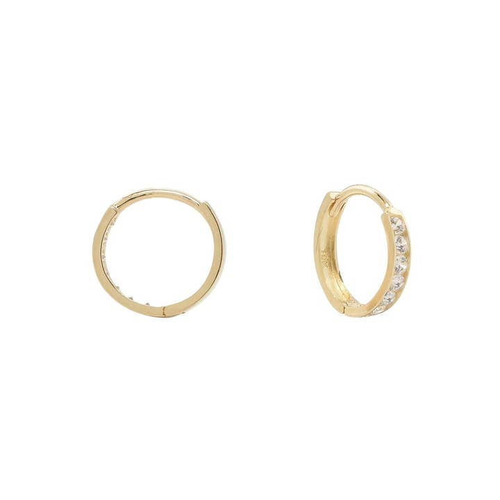 Ofina Jewelry - Wholesale Huggie Earrings - 10k Solid Gold Channel CZ Huggie1