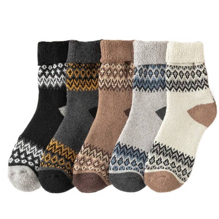 Rufia - Classic Men’s Retro Thick Winter Socks - 5 Pairs/Pack for wholesale by Funkyrel® Atzbranding Limited