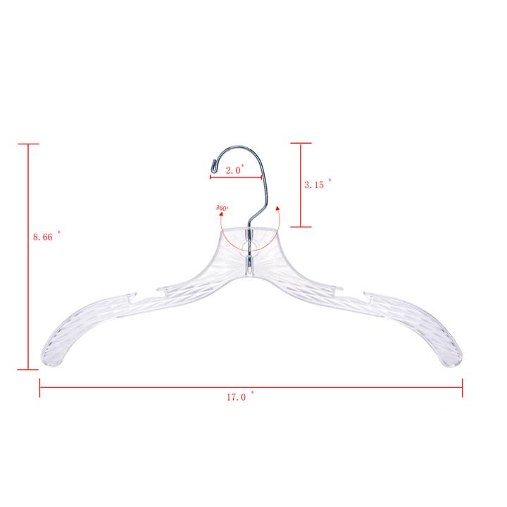 Quality Hangers – wholesale Galgar – P020 Crystal plast skjorta hängare - 100 galgar