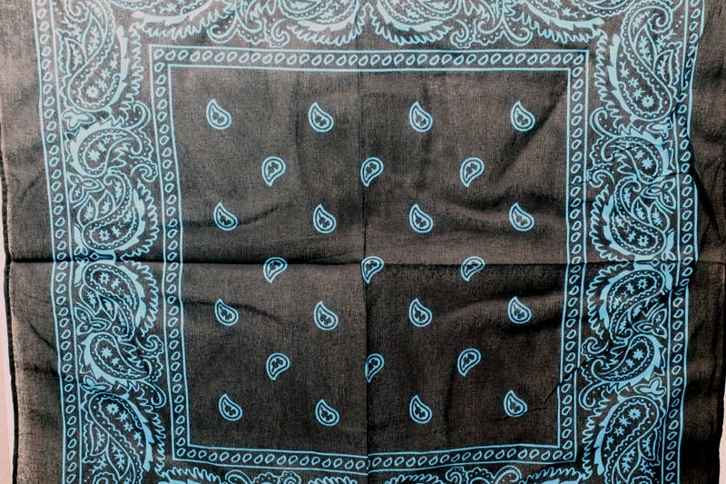 Western Counties Wholesale – wholesale Bandana – Unisex – 53x53cms Black & Turquoise Paisley Print Bandana 1