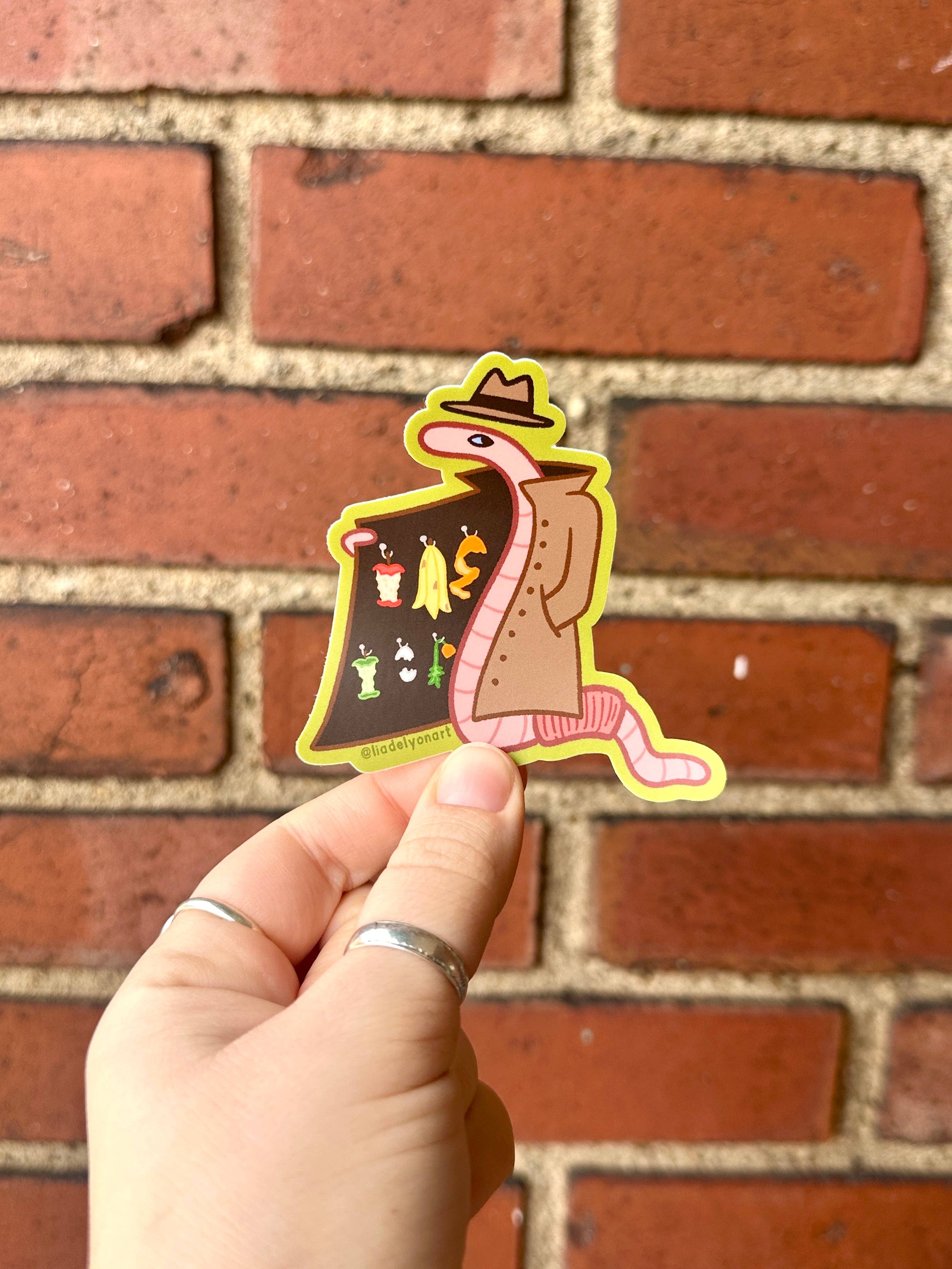 liadelyonart - Wholesale Sticker - Shady Worm Vinyl Sticker, 3x3 in.4