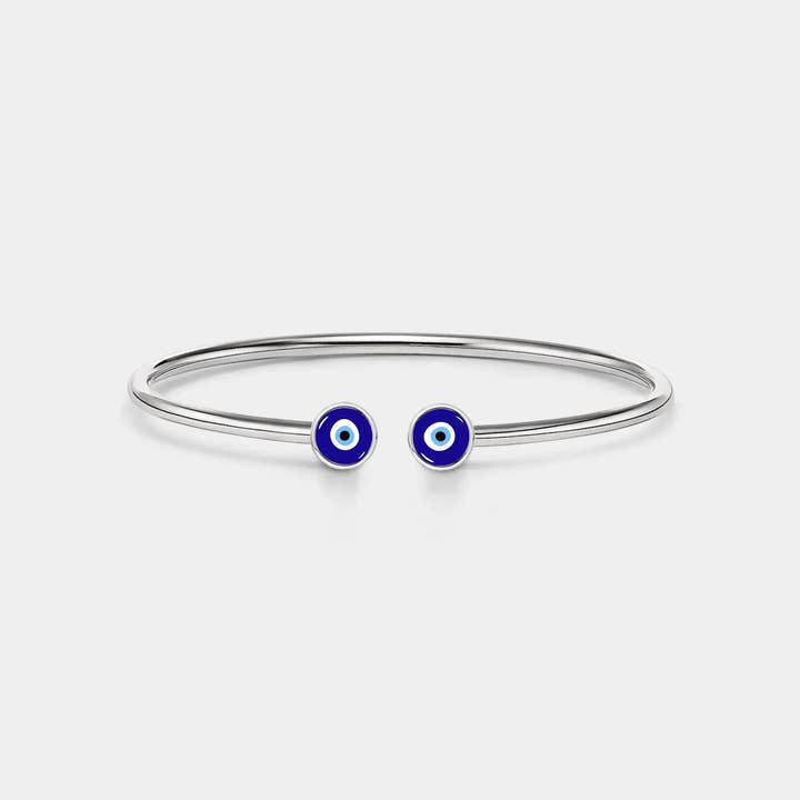Perimade & Co. LLC - Wholesale Bangle Bracelet - Enamel Evil Eye Nazar Bangle Bracelet in 925 Sterling Silver1