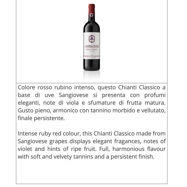 Metina SAS - Wholesale Red Wine - Castelgreve Chianti Classico Castelli del Grevepesa Cl. 37.51