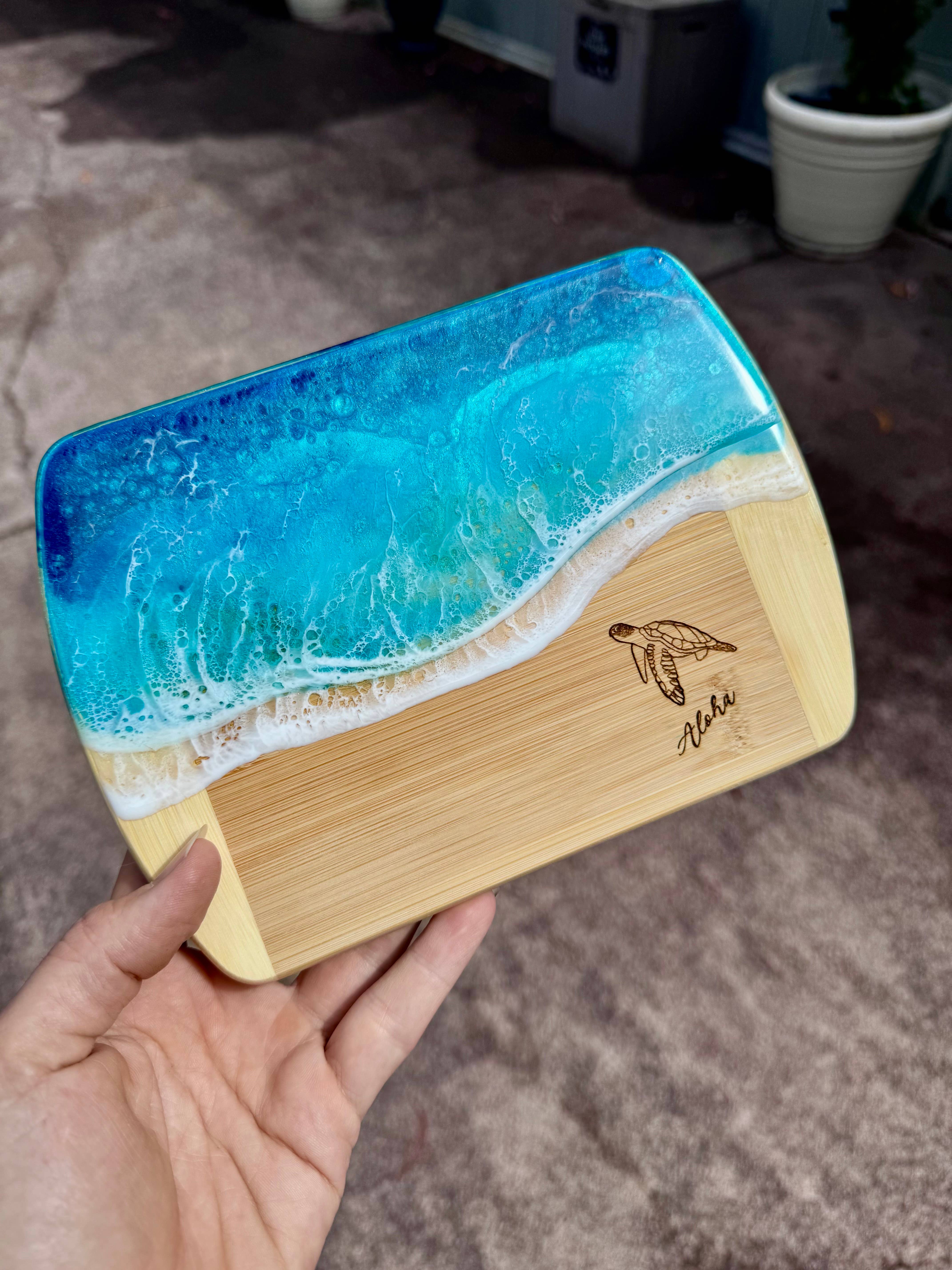TBM Creations LLC - Wholesale Cheese Board - TURTLE Aloha Charcuterie board | Maui made Serving board2