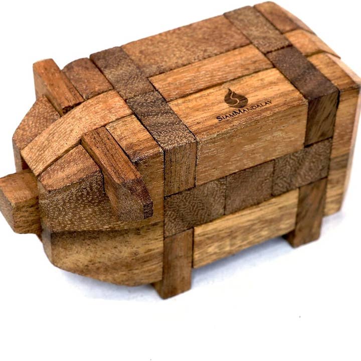 Little Pig: Wooden 3D Brain Teaser Kumiki Wood Puzzle for wholesale by SMI Designs Wooden Puzzles