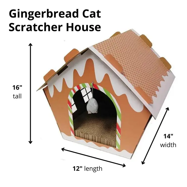 Midlee Designs - Wholesale Pet Scratcher - Cat - Midlee Gingerbread Christmas Cat Scratcher House5