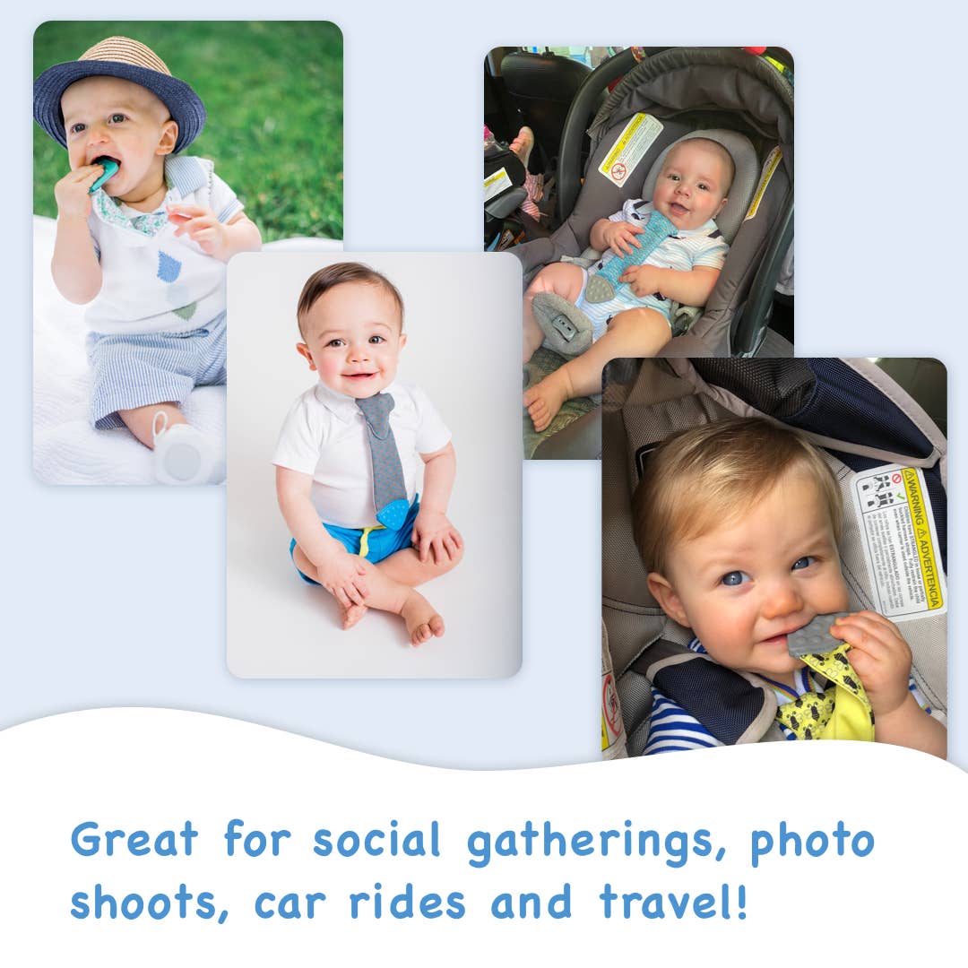 Tasty Tie® - Vente Anneau de dentition sans clip – bébé - Tasty Tie Tether, jouet froissé, cadeau pour bébé garçon (Dino)7