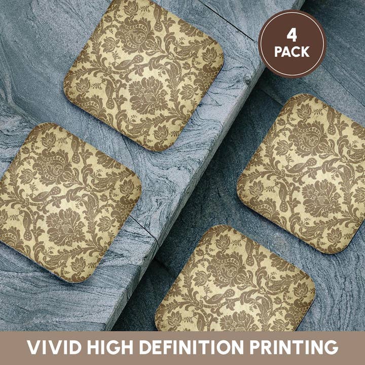 3dRose - Wholesale Coasters - 3dRose, Elegant Image of Vintage Image of Gold Damask Pattern, Coaster12