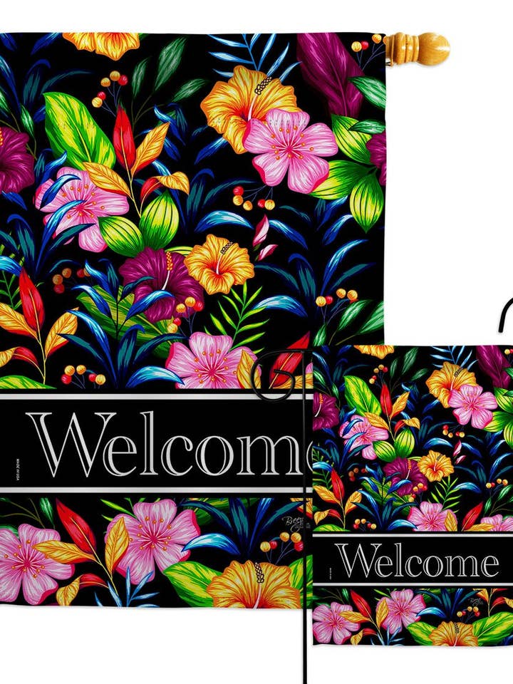 Flag tropiske velkomst Floral Garden House 2-sidet hjem for engroshandel hos Two Group Flag Co