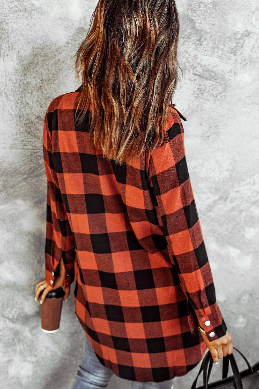 Lovesoft – Engroshandel Frakke - Dame – Turn-down Krave Plaid Shirt Coat6