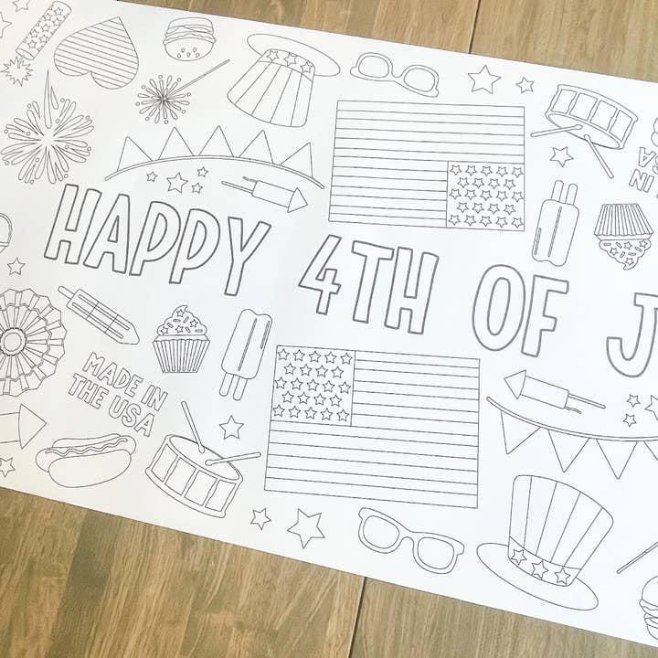 July 4th Coloring Table Runner for wholesale by Party in a pinch
