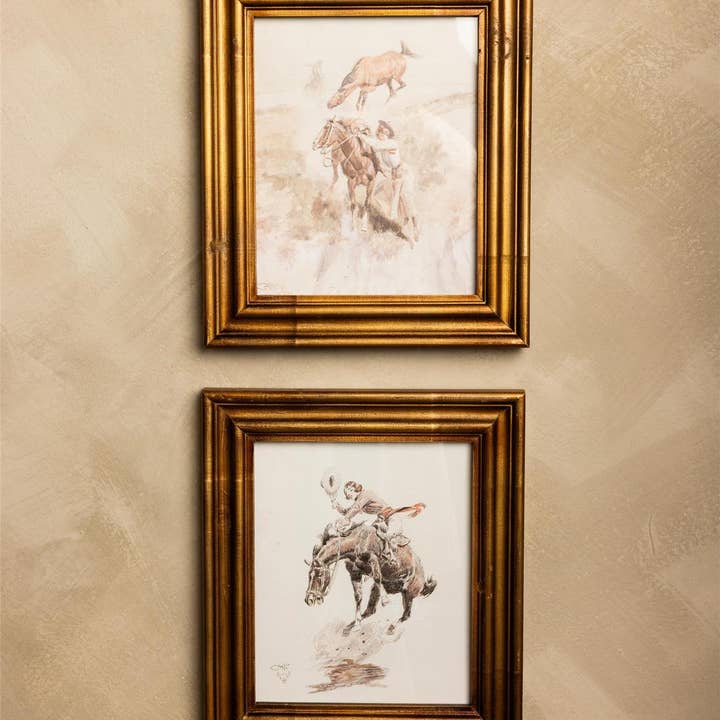 Impressions encadrées - Cowgirl de rodéo vintage (Paquet/02 Ast) pour la vente par Audrey's Home & Gift