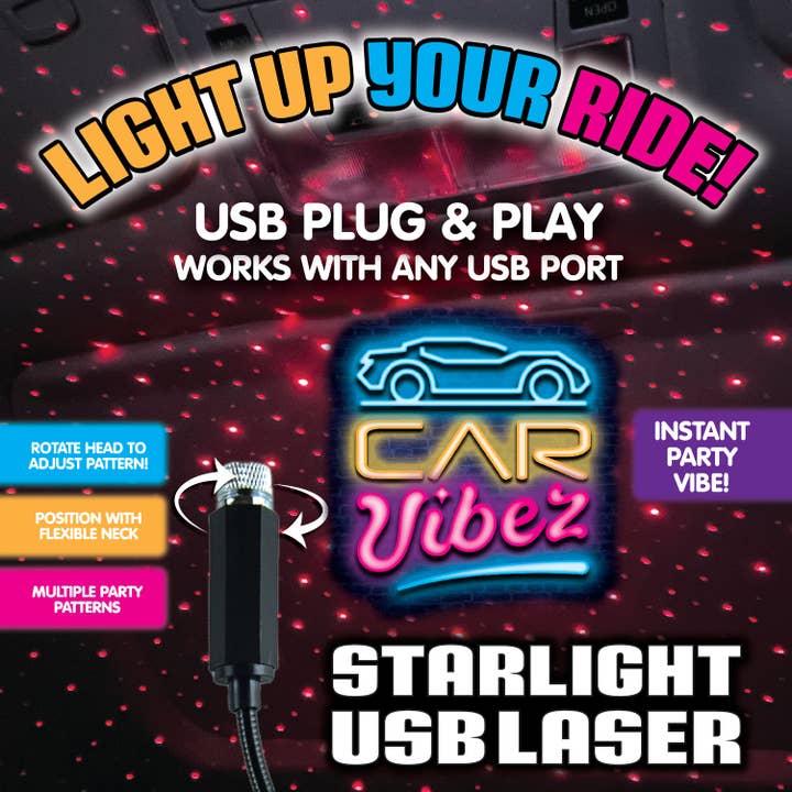 Car Vibez USB Starlight with Flex Neck - 6/Display for wholesale by Novelty Brands
