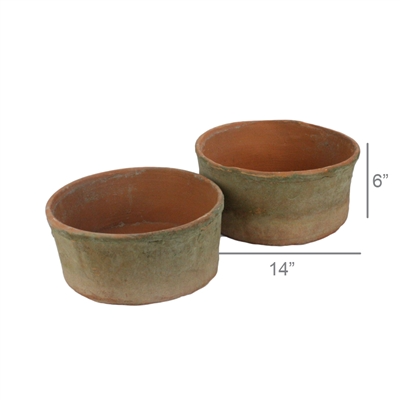 HomArt - Wholesale Plant Pot - Rustic Terra Cotta Grande Cylinders - Set of 2 - Antique Red1