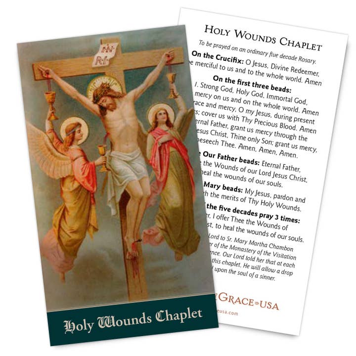 Holy Wounds Chaplet Holy Card for wholesale by The Retro - a Full of Grace USA Company