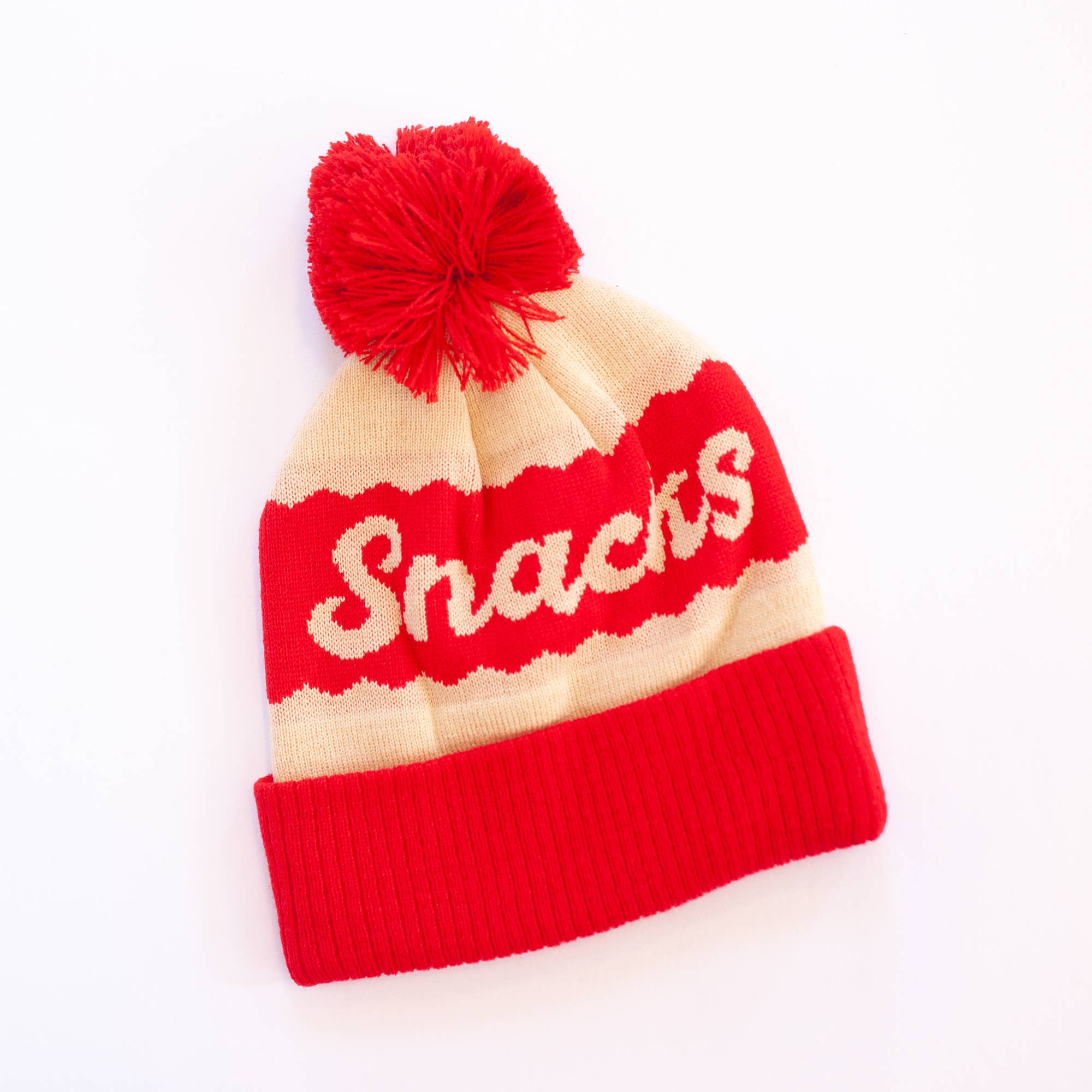 Yardsale Press - Wholesale Beanie - Women's - Red Snacks Pom pom hat1