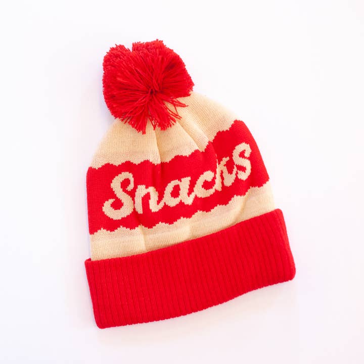 Yardsale Press - Wholesale Beanie - Women's - Red Snacks Pom pom hat1