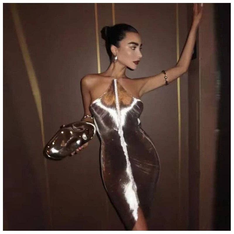 Sheer Trend - Wholesale Dress - Women's - Fringe Halter Backless Mini Dress4