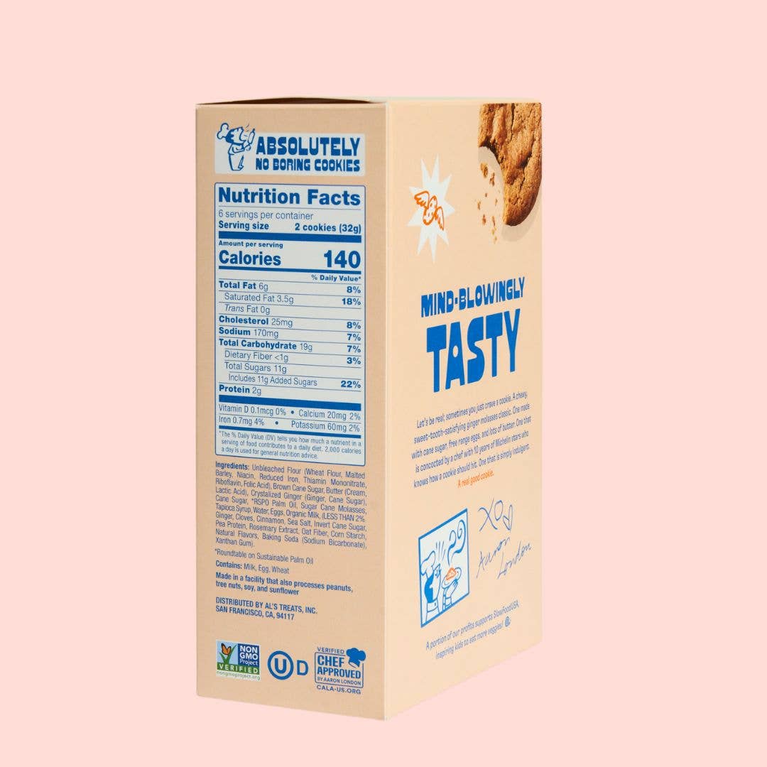 AL's Real Goods - Wholesale Cookie - Chewy Ginger Smack Cookies | 6ct | 6.7oz | Michelin, Non-GMO3