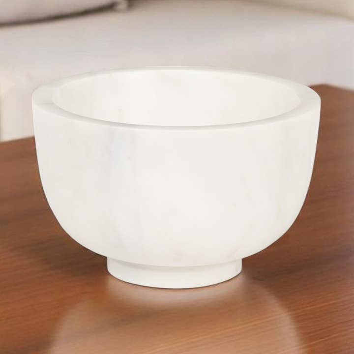 7" White Marble Round Decorative Bowl for wholesale by HomeRoots